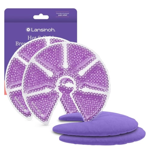 Lansinoh Breast Therapy Packs, Hot and Cold Breast-Pads with 2 Soft Covers, Postpartum Essentials for Nipple Pain Relief, Mastitis, Engorgement, Support for Breastfeeding and Pump Aid, 2 Pack