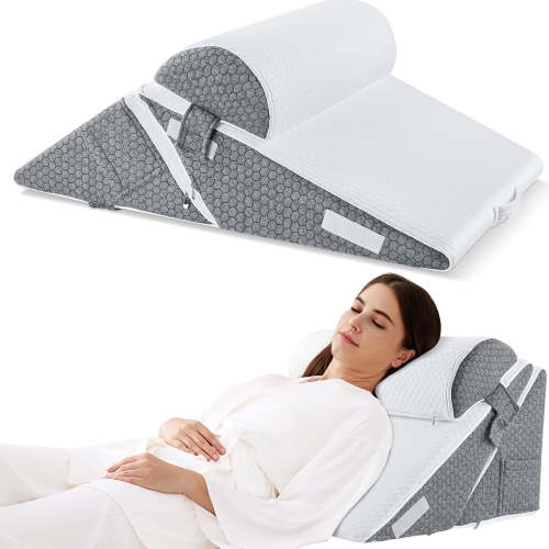 MOONORAH Wedge Pillow for Sleep Apnea, Acid Reflux, Back Pain Relief, Adjustable 10-in-1 Design