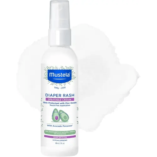 Mustela Baby Diaper Rash Cream Spray – Touch-Free protectant with Zinc Oxide & Natural Avocado - Treats, Soothes and Prevents Diaper Rash- Fragrance-Free - 3 fl. oz