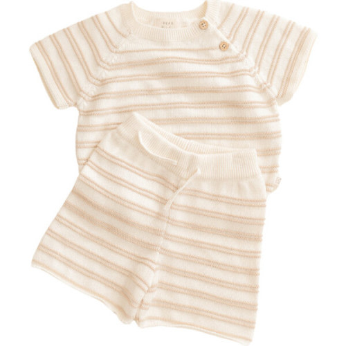 Organic Cotton Stripe Short Set, Mushroom - Dear Hayden | Maisonette