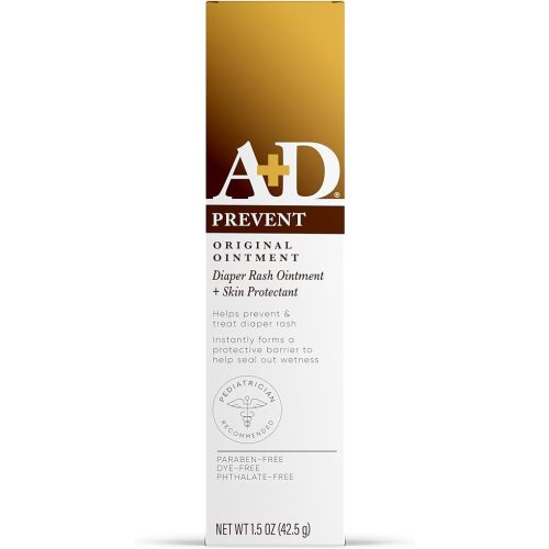 A+D Original Diaper Rash Ointment - Prevents & Protects Against Diaper Rash - Moisturizing Skin Protectant With Vitamins A & D - Healing Skin Ointment for Dry and Cracked Skin - 1.5oz