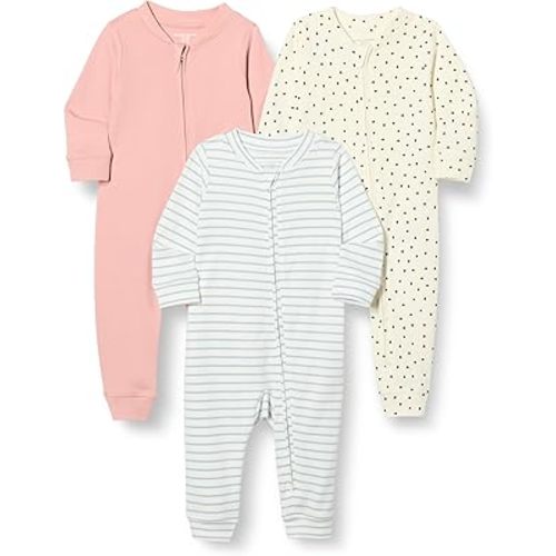 Amazon Essentials Unisex Babies' Cotton Footless Zip-Front Sleep and Play, Pack of 3