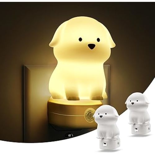 L LOHAS LED Plug-in Night Light Set, 3D Cute Puppy Design with Sensor, RGB+Soft White 3000K Light for Kids, Christmas & Birthday Gift, Room Decor