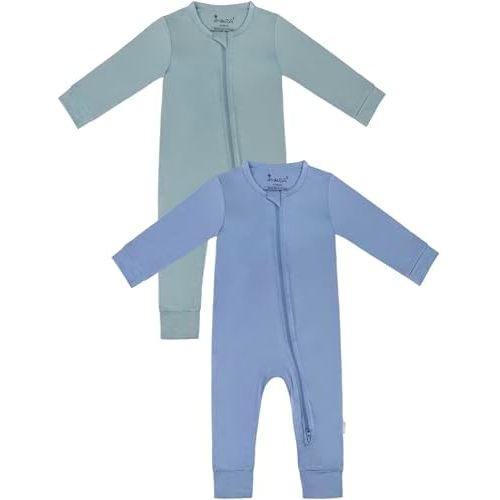 Jimonda Baby Romper Boys Girls Bamboo Pajamas 2-Way Zipper Footless Unisex Long Sleeve Sleepers Sleep and Play 0-24 Months