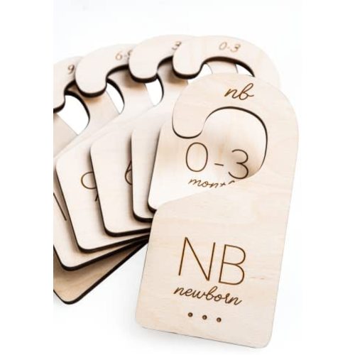White Loft Baby Closet Size Dividers Baby Closet Organizer – & Durable Birch Baby Closet Dividers from Newborn to 24 Months – Timeless Etched Design for Any Nursery Decor (Set of 7)