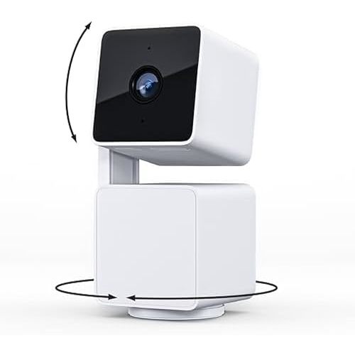 WYZE Cam Pan v3 Indoor/Outdoor IP65 1080P 360° Pan/Tilt/Zoom Wi-Fi Smart Home Security Camera with Motion Tracking for Baby & Pet, Color Night Vision, Works with Alexa & Google Assistant, White