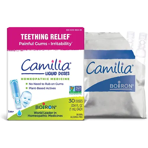 Boiron Camilia Teething Drops for Daytime and Nighttime Relief of Painful or Swollen Gums and Irritability in Babies - 30 Count