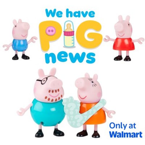 Peppa Pig Peppa's Family of Five with Baby in Carrier, Poseable Figures Hold Hands, Preschool Toys for Ages 3+