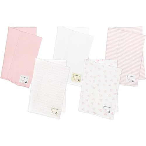 Burt's Bees Baby - Burp Cloths, 5-Pack Extra Absorbent 100% Organic Cotton Drool Cloths - Pink Variety