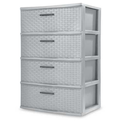 Sterilite 4 Drawer Wide Weave Tower Cement