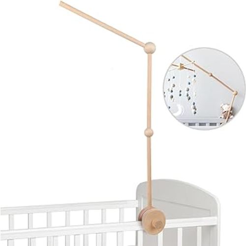 Baby Crib Mobile Arm - 30 Inch Wooden Mobile Arm for Crib Mobile Hanger for Crib Baby Girl Nursery Decor (Arm-01)