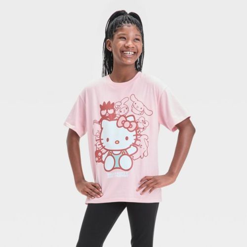Girls' Hello Kitty And Friends Oversized Graphic T-shirt - Pink Xl