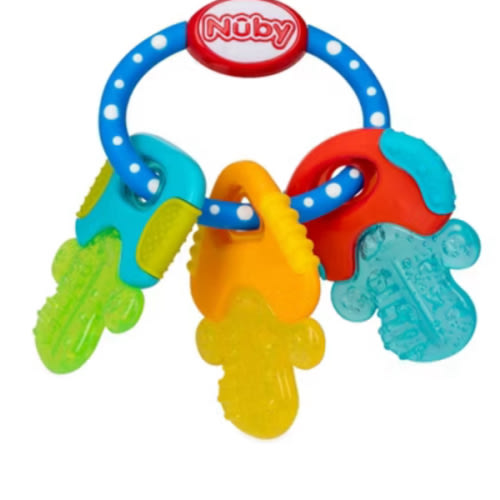 Nuby Ice Gel Teether Keys - Silicone Soothing Baby Teether Toys for Infants - Gentle for Sore Gums Colorful and Fun Toys - Safe and Durable Infant Baby Teething Toy - Blue