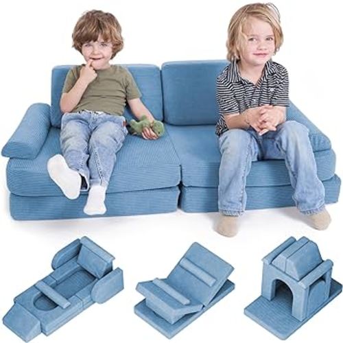 ZICOTO Modular Kids Play Couch for Fun Play Time or Comfy Lounging - The Perfect Toddler Sofa to Boost Creativity and Easily Build Magical Forts and More in Your Playroom/Nursery