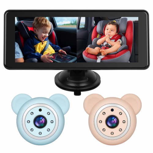 Baby Car Camera Backseat,6.86" Display Monitor,HD 1080P,Clear Wide View,IR Night Vision,Rear Facing Seat Camera for 2-Kids