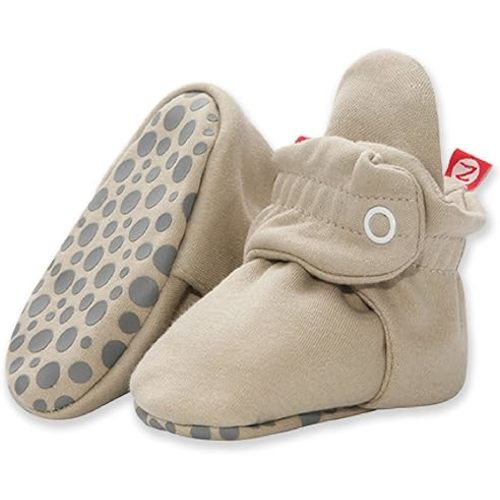 Zutano Unisex Organic Cotton Baby Booties With Gripper Soles - 3 Months Infant - Khaki