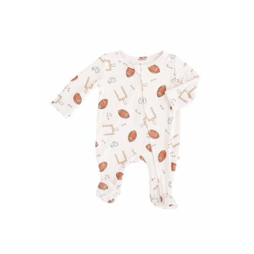 Tiny Touchdowns One-Piece Footie in Neutral | Caden Lane