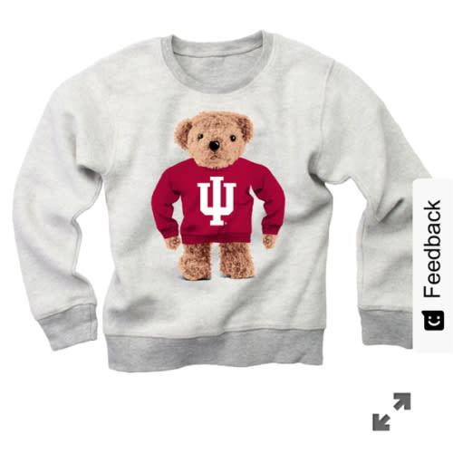 Indiana University Hoosiers Toddler Reverse Fleece Teddybear Crewneck: Indiana University
