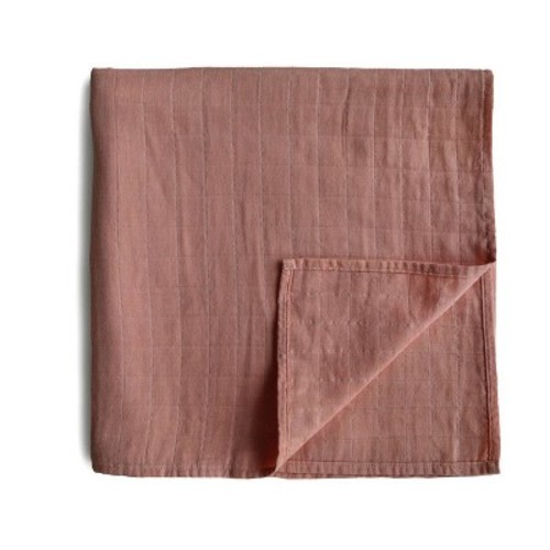 Mushie Muslin Swaddle Blanket Organic Cotton, Color: Cedar