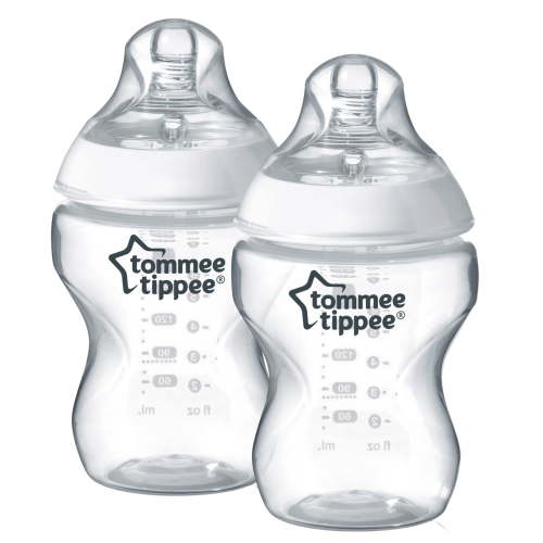 Tommee Tippee Closer to Nature Baby Bottle, 9-Ounce, Silicone Breast-Like Design, Anti-Colic Valve, 2 Count