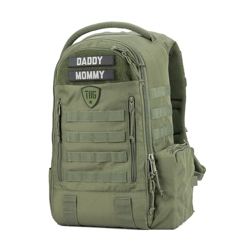 TBG - Mens Tactical Diaper Bag Backpack w/Built-in Changing Mat, Stroller Strap (Ranger Green 4th Gen)