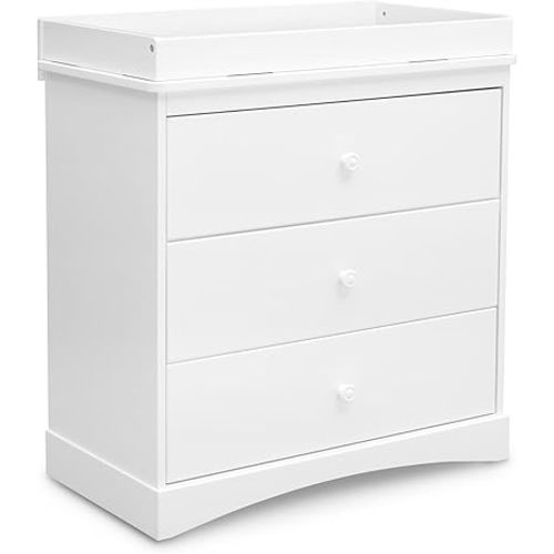 Delta Children Sutton 3 Drawer Dresser with Changing Top and Interlocking Drawers - Greenguard Gold Certified, Bianca White