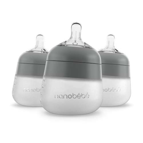 Nanobébé Flexy Silicone Baby Bottles (3-pack Grey)