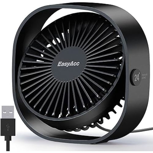 EasyAcc USB Small Desk Fan, Slumber Pod Fan [360°Rotatable Head &Powerful ] 3 Speeds Portable Personal Table Travel Fan for Sleeping Desk Cruise Ship Dorm Bedroom Office Office (No Battery)