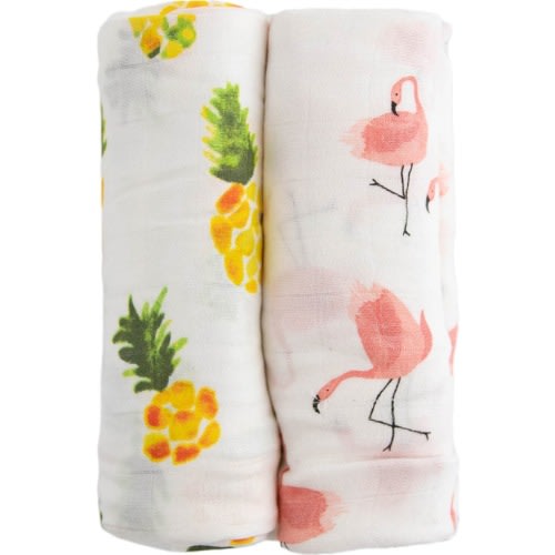little unicorn 2-Pack Deluxe Muslin Swaddles, Pink Ladies