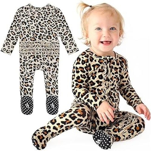 Posh Peanut Baby Girl Sleepers - Viscose from Bamboo Baby Pajamas & 2 Way Zipper Sleepers - Ruffled Baby Clothes for Girls