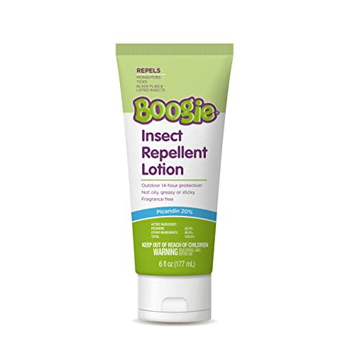 Boogie Insect Repellent Lotion, Keep Mosquitoes, Ticks and Flies Off, DEET Alternative Repellent, Up to 14-Hour Protection, Fragrance-Free, Odorless Lotion, 6 Ounce
