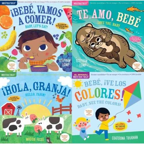 Indestructibles Bilingual Baby Books Series 4 Books Set (Spanish-English Edition) - Chew Proof · Rip Proof · Nontoxic · 100% Washable (Book for Babies, Newborn Books, Safe to Chew)