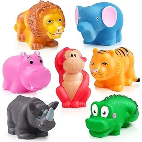 LotFancy Bath Toys for Kids Ages 1-3, 7PCS Mold Free Baby Bath Toys for Toddlers, No Holes Wild Animal Bathtub Toys