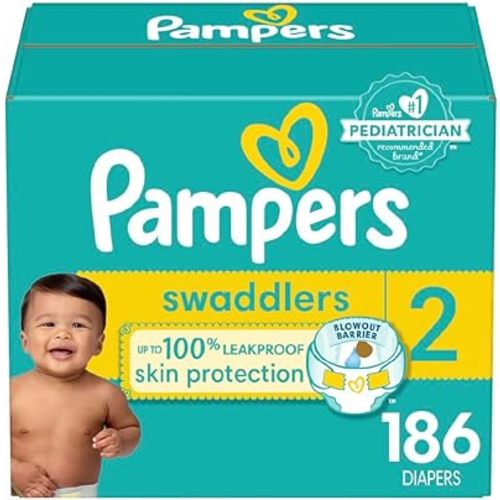 Pampers Baby Diapers - Swaddlers - Size 2, 186 Count, Ultra Absorbent Disposable Infant Diaper