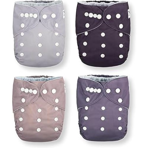 Amethyst 4-Pack Cloth Pocket Diapers with 4 Inserts