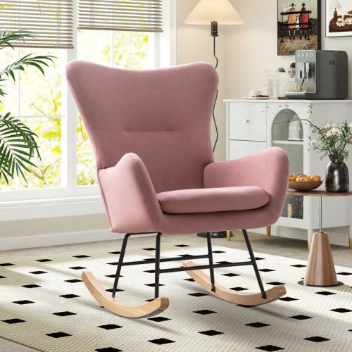 Everly Quinn Meno 26''Wide Modern Stylish Upholstered Arms Nursery Rocking Accent Chair & Reviews | Wayfair