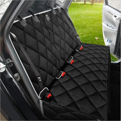 BRONZEMAN 100% Waterproof Bench Car Seat Cover Protector - Strong & Durable,Heavy-Duty and Nonslip Rear Back Seat Cover with Middle Seat Belt,Universal Size Fits for Cars, Trucks & SUVs