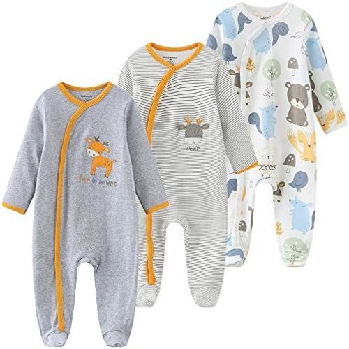 Kiddiezoom Baby Footed Cotton One-Piece Romper Jumpsuit Pajamas