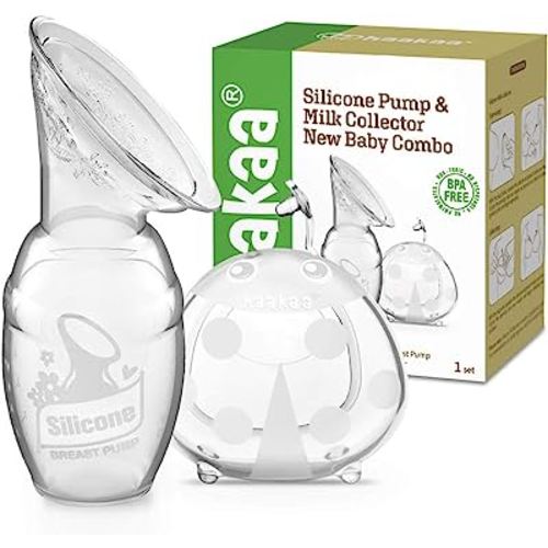 haakaa Silicone Breast Pump and Ladybug Breast Shells Combo for Breastfeeding Moms to Collect Breast Milk| Pumping and Nursing| Portable Breastmilk Catcher(pump-4oz/100ml,1pk; Shell-2.5oz/75ml,1pk)