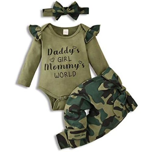 Aalizzwell Baby Girls Long Sleeve Ruffle Bodysuit Pants Headband Infant Outfit Toddler Winter Spring Clothes Set 3 Pcs