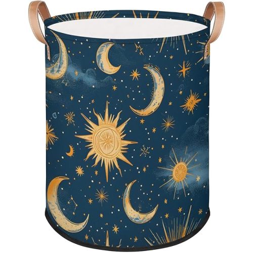 Cosmos Moon Sun Laundry Basket Nursery Laundry Hamper with Handles Waterproof Collapsible Laundry Bin Clothes Toy Organizer Storage Baskets, Home Bedroom Decor
