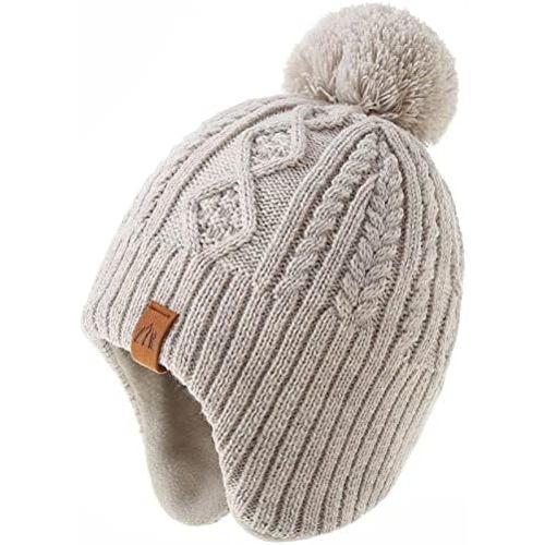 Boys Winter Hat Earflap Knitted Beanie for Kids Warm Fleece Lined Thicken Hat for Baby