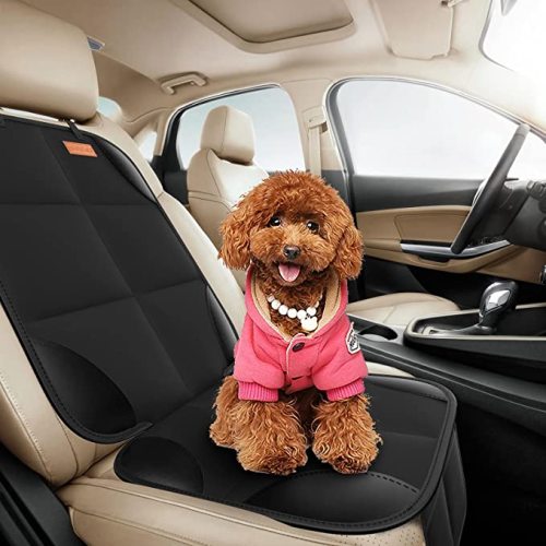 Car Seat Protector, 2Pack, Protect Child Seats with Thickest Padding and Non-Slip Backing Mesh Pockets for Baby and Pet - Black