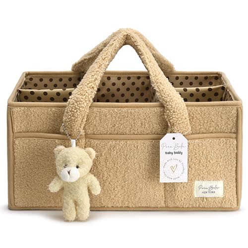 PeraBella Baby Diaper Caddy Organizer for Changing Table, Baby Storage Basket for Diapers and Baby Wipes, Gift for Baby Shower, Car Caddy Organizer, Nursery Diaper Organizer, Portable Diaper Storage