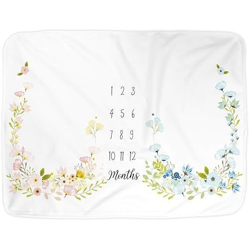 Kute 'n' Koo Premium Fleece Boy and Gril Twins Baby Monthly Milestone Baby Blanket for Girl Boy, Large Personalized Photography Background Blankets, Thick Fleece for Mom Newborn
