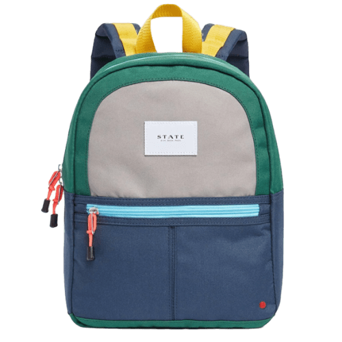 STATE Bags | Kane Kids Mini Travel Backpack Color Block Green/Navy | Back to School