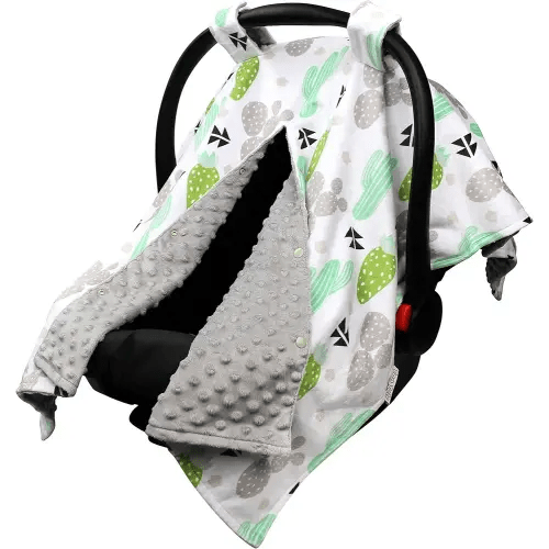 Car Seat Canopy Cover - Green Grey Cactus