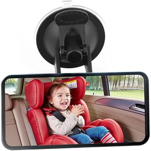 Salior Car Mirror Baby Rear Facing Seat,HD 4.5'' 360°Rotatable&Vacuum Suction Cup Mount Baby Car Mirror for Windshield,Dashboard,Ideal Preferred Rear View Mirror for Parents, Black