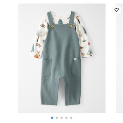Baby Organic Cotton Overalls Set in Woodland Animals