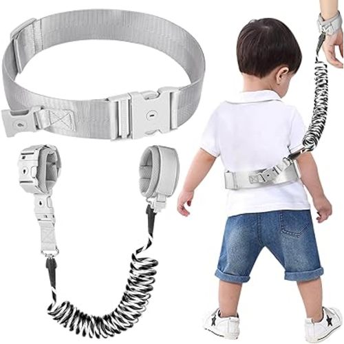 Accmor Toddler Waist Leash Belt, Reflective Baby Anti Lost Wrist Link, Kids Walking Harnesses Children Wristband Tether Leashes with Lock for Boys Girls Ages 1-4 to Outdoor Travel (Black)